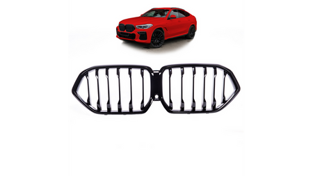 Grill sportowy pojedyncze żeberka Gloss Black BMW X6 G06 F96 2019-obecnie