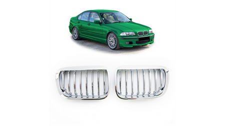 Grill sportowy pojedyncze żeberka All Chrome BMW 3 E46 Compact przed liftem 1998-2001