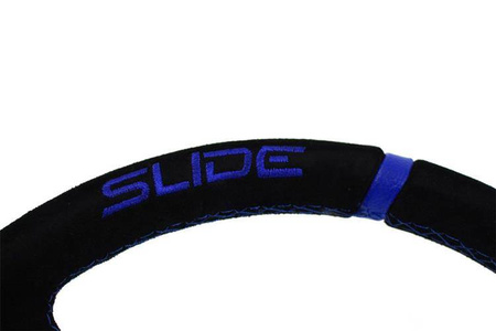 Kierownica SLIDE 350mm offset:80mm Zamsz Blue