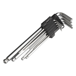 Klucze IMBUS zestaw kluczy imbusowych długie 230 mm 9 szt. AMIO-01721