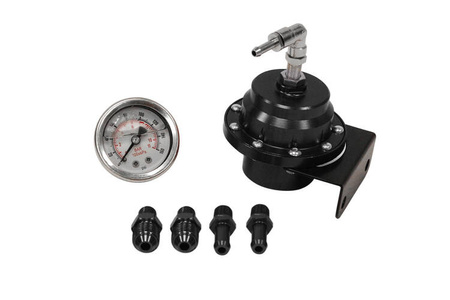Regulator ciśnienia paliwa TurboWorks AN6 + zegar BLACK