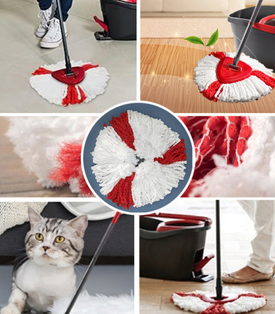 WKŁADY DO MOPA OBROTOWEGO GŁOWICE NAKŁADKI TRÓJKĄTNE MIKROFIBRA 6 SZT