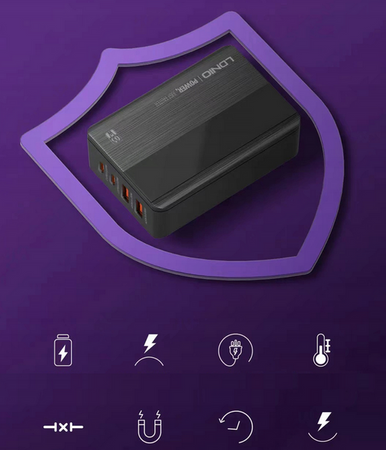 Ładowarka zasilacz 65W 4x USB TYP C PD QC LCD LED