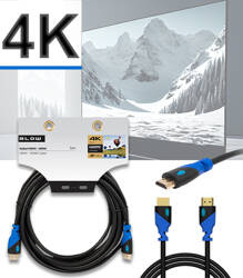 KABEL HDMI 5M 3D PRZEWÓD PRZYŁĄCZE PROSTE DŁUGIE DO TELEWIZORA LAPTOPA PROJEKTORA V 2.0 4K POZŁACANY WTYK