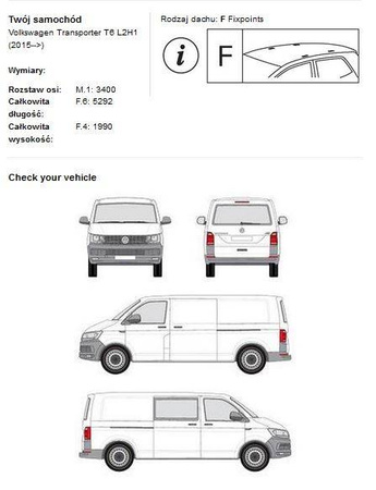 Platforma dachowa bagażowa Cruz VW Transporter T5 T6  L2