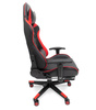 FOTEL GAMINGOWY Z PODNÓŻKIEM CZERWONY KUBEŁKOWY PIKOWANY BIUROWY MASAŻER GRACZA OBROTOWY NOWOCZESNY DLA GRACZA