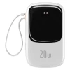 Powerbank Baseus Qpow PRO z kablem Lightning, portem USB-C i USB, 20000mAh, 20W (biały)