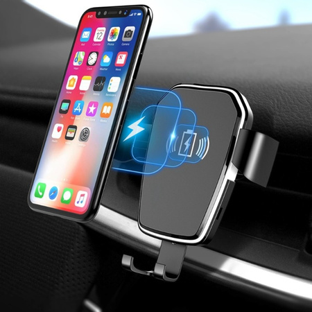 UCHWYT SAMOCHODOWY ŁADOWARKA INDUKCYJNA QI CZARNY