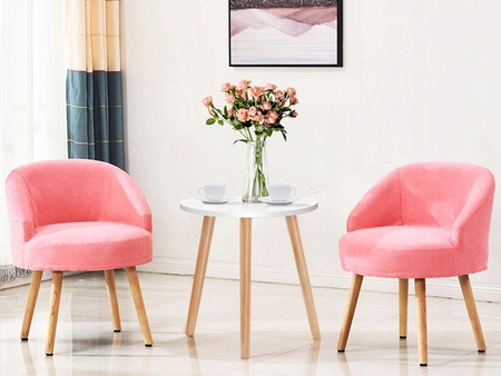 STOLIK KAWOWY OKRĄGŁY 40 CM DREWNIANY TRÓJNÓG DO SALONU STYL SKANDYNAWSKI