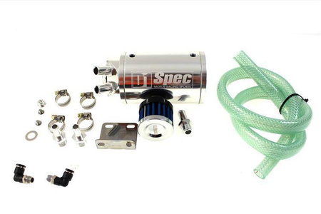 Oil catch tank 0.7L 9mm / 15mm D1Spec Silver + Filtr