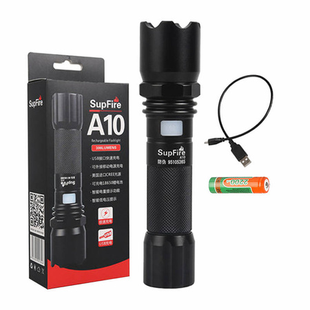 Latarka Superfire A10, 550 lm, USB, 100-200 m, 5 trybów