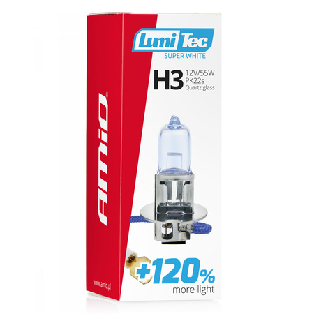Żarówka halogenowa H3 12V 55W LumiTec Super White +120% AMIO-02136