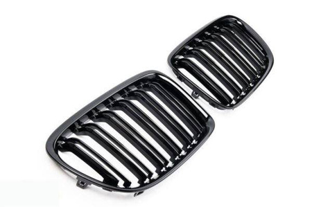 GRILL NERKI BMW X1 E84 09-15 DOUBLE GLOSSY BLACK