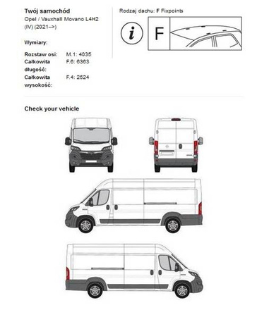 Platforma dachowa bagażnik Opel Movano L4H2 L4H3 2021->