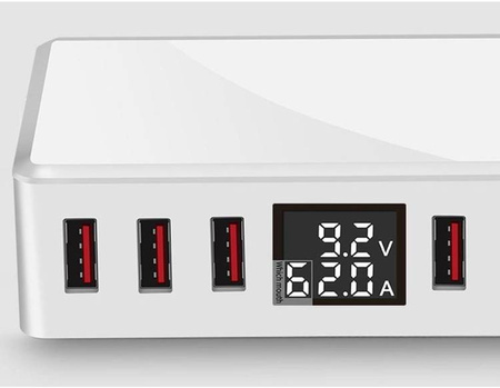 Szybka ładowarka sieciowa 6x usb qc3.0 lcd 40w