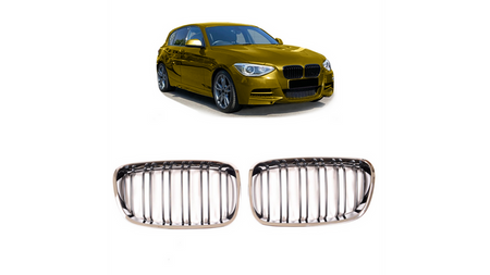 Grill sportowy podwójne żeberka Chrome & Black BMW 1 F20 F21 przed liftem 2011-2015