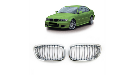 Grill sportowy pojedyncze żeberka All Chrome BMW 3 E46 Facelift 2003-2006