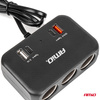 Rozdzielacz gniazda zapalniczki z ładowarką 1x USB-A 1x USB-C QC4.0 12V 24V 120W 80cm AMIO-04365
