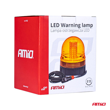 Lampa ostrzegawcza błyskowa kogut 80 LED magnes R10 12V 24V W09M AMIO-01502