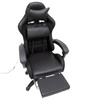 FOTEL GAMINGOWY LED Z PODNÓŻKIEM CZARNY REGULOWANY OBROTOWY NOWOCZESNY PILOT KOLORY RGB  MASAŻER DO GIER DLA GRACZA