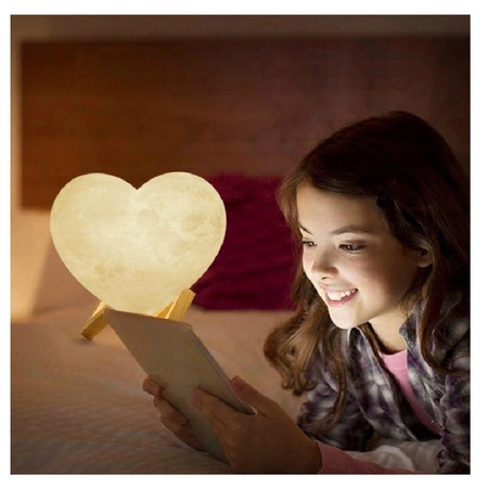 LAMPKA NOCNA SERCE LAMPA KSIĘŻYC 3D 55 CM MOON