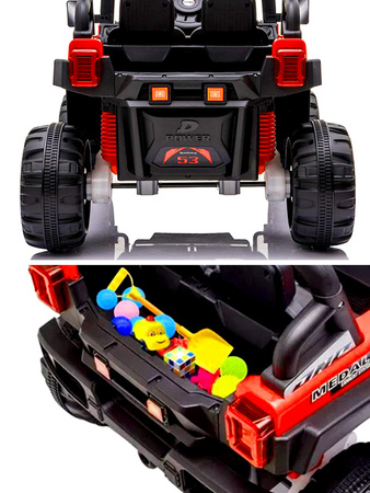 JEEP NA AKUMULATOR AUTKO DLA DZIECI TERENOWE BAGAŻNIK MP3 AUX USB KLAKSON