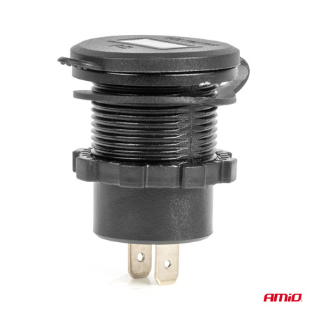 Ładowarka samochodowa z gniazdami USB i testerem napięcia wodoodporna z włącznikiem 2x USB-C 12V 24V AMIO-04226