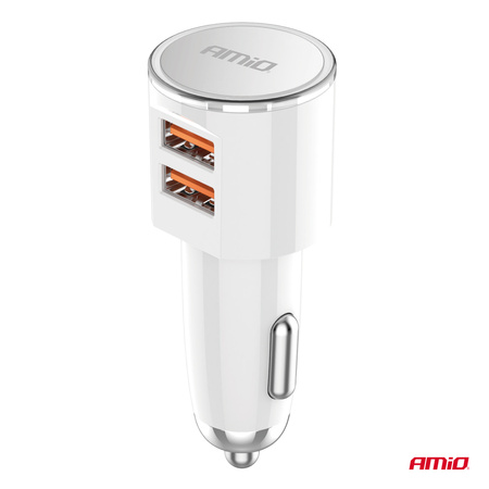 Ładowarka samochodowa 2x USB-A 3.4A AMIO-03888