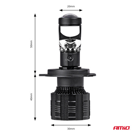 Żarówki samochodowe LED seria PL Lens H4 soczewka 6000K Canbus AMIO-03667
