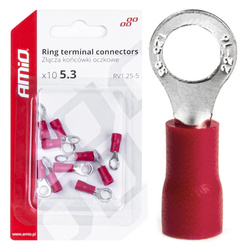 Konektory końcówki złączki oczkowe 5.3mm 10szt AMIO-03077