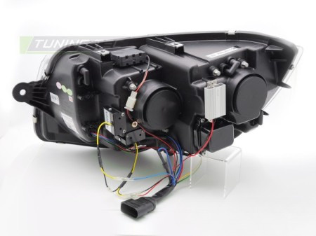 Reflektory LED TUBE LIGHT BLACK DRL SEQ do VW T6 2015–2019