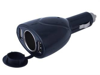 Ładowarka/adapter do zapalniczki 12/24V 2x USB 1000 mA + gniazdo EURO