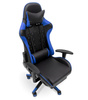 FOTEL GAMINGOWY Z PODNÓŻKIEM NIEBIESKI KUBEŁKOWY PIKOWANY BIUROWY MASAŻER GRACZA OBROTOWY NOWOCZESNY DLA GRACZA