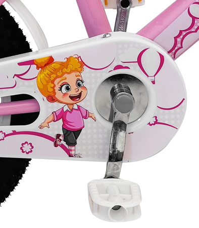 ROWEREK DZIECIĘCY 16 CALI RÓŻOWY DZWONEK HAMULEC KOSZYK BAGAŻNIK KOŁA BOCZNE KOŁA DRĄŻEK DLA DZIECI