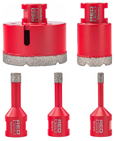 Zestaw 5 OTWORNIC Koronek 6-68 mm Otwornica Diamentowa Adapter HEX M14 RTZOD0045