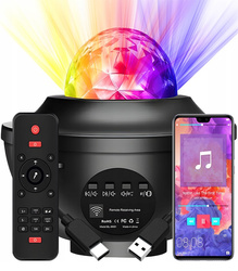 PROJEKTOR GWIAZD MUZYCZNY LAMPKA NOCNA STAR LED USB+PILOT