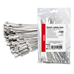 Opaski zaciskowe metalowe ze stali nierdzewnej 4.6x150mm 100 szt. AMIO-04320