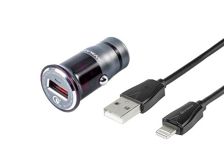 Ładowarka MYWAY 12/24V QC3.0 1x USB + kabel USB > Lightning