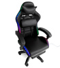 FOTEL GAMINGOWY LED Z PODNÓŻKIEM CZARNY REGULOWANY OBROTOWY NOWOCZESNY PILOT KOLORY RGB  MASAŻER DO GIER DLA GRACZA
