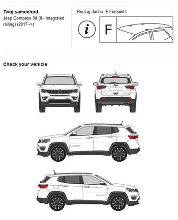 Bagażnik dachowy belki Fuse Jeep Compass II 5d