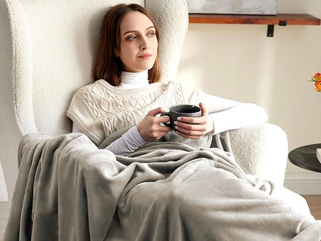 KOC ELEKTRYCZNY GRZEJĄCY 180 X 160 DUŻY MIĘKKI CIEPŁY BEŻOWY Z PILOTEM DWUOSOBOWY Z TIMEREM