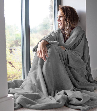 KOC ELEKTRYCZNY GRZEJĄCY 180 X 160 DUŻY MIĘKKI CIEPŁY SZARY Z PILOTEM DWUOSOBOWY Z TIMEREM