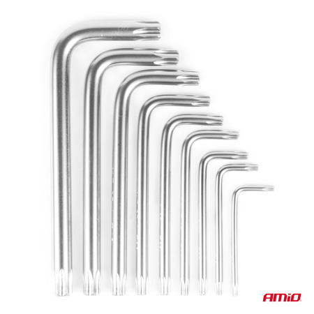 Klucze TORX krótkie CRV 9 szt. AMIO-01040