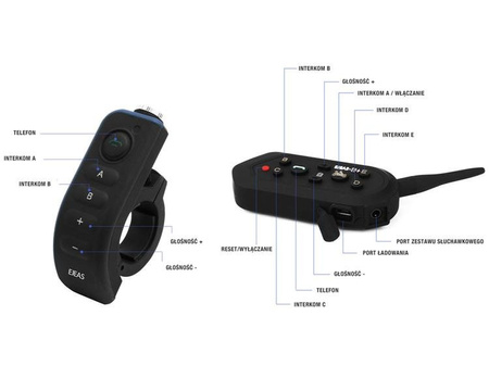 Interkom intercom motocyklowy E6+ pilot 1 kask