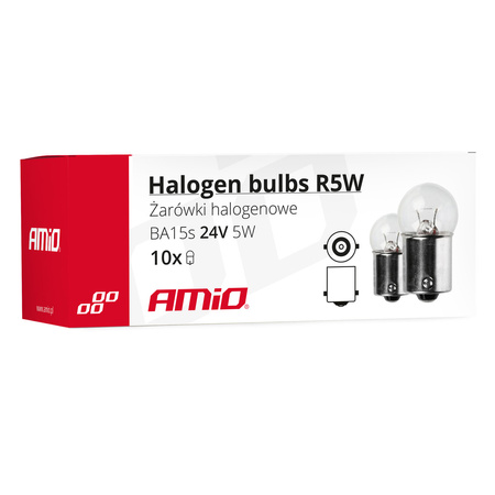 Żarówki halogenowe R5W BA15s 24V 10 szt. AMIO-01003