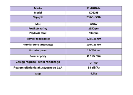 SZLIFIERKA TALERZOWO-TAŚMOWA 600W KD5295