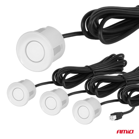 Czujniki parkowania cofania białe LED 3D AMIO-03188