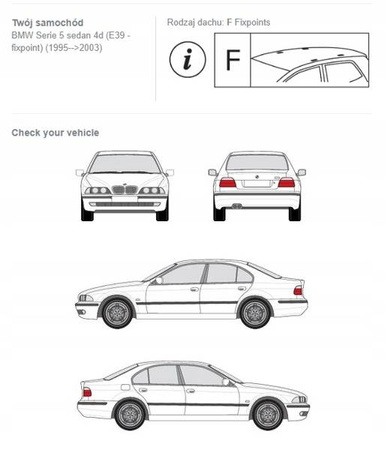 Bagażnik dachowy belki fuse BMW E39 sedan DARK