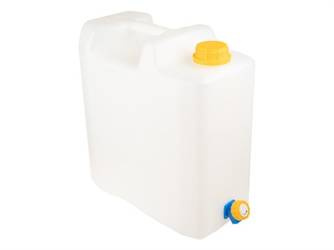 Kanister na wodę 15L z plastikowym zaworem, atest dla wody pitnej