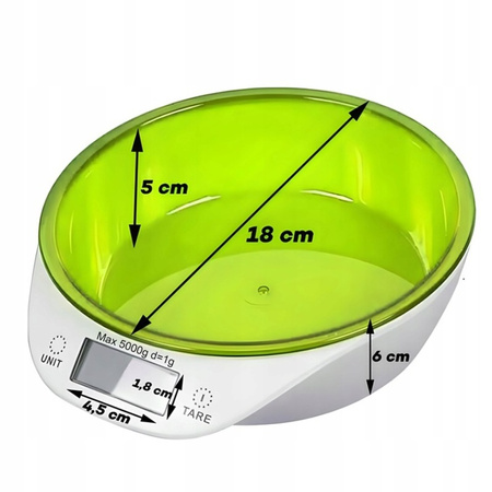ELEKTORNICZNA WAGA KUCHENNA Z MISKĄ WYŚWIETLACZ LCD 5KG